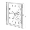 Quickway Imports Unique Modern Square Shaped Wall Clock With Floral Design for Living Room, Kitchen, or Dining Room QI004144